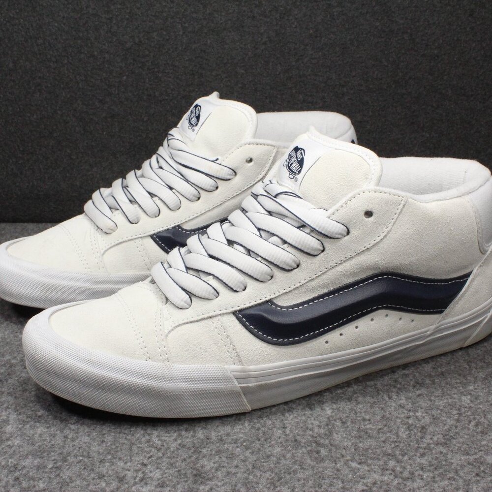 VANS Knu Skool Mid White Black RARE Version Skateboard Shoes Mens Size 10.5
